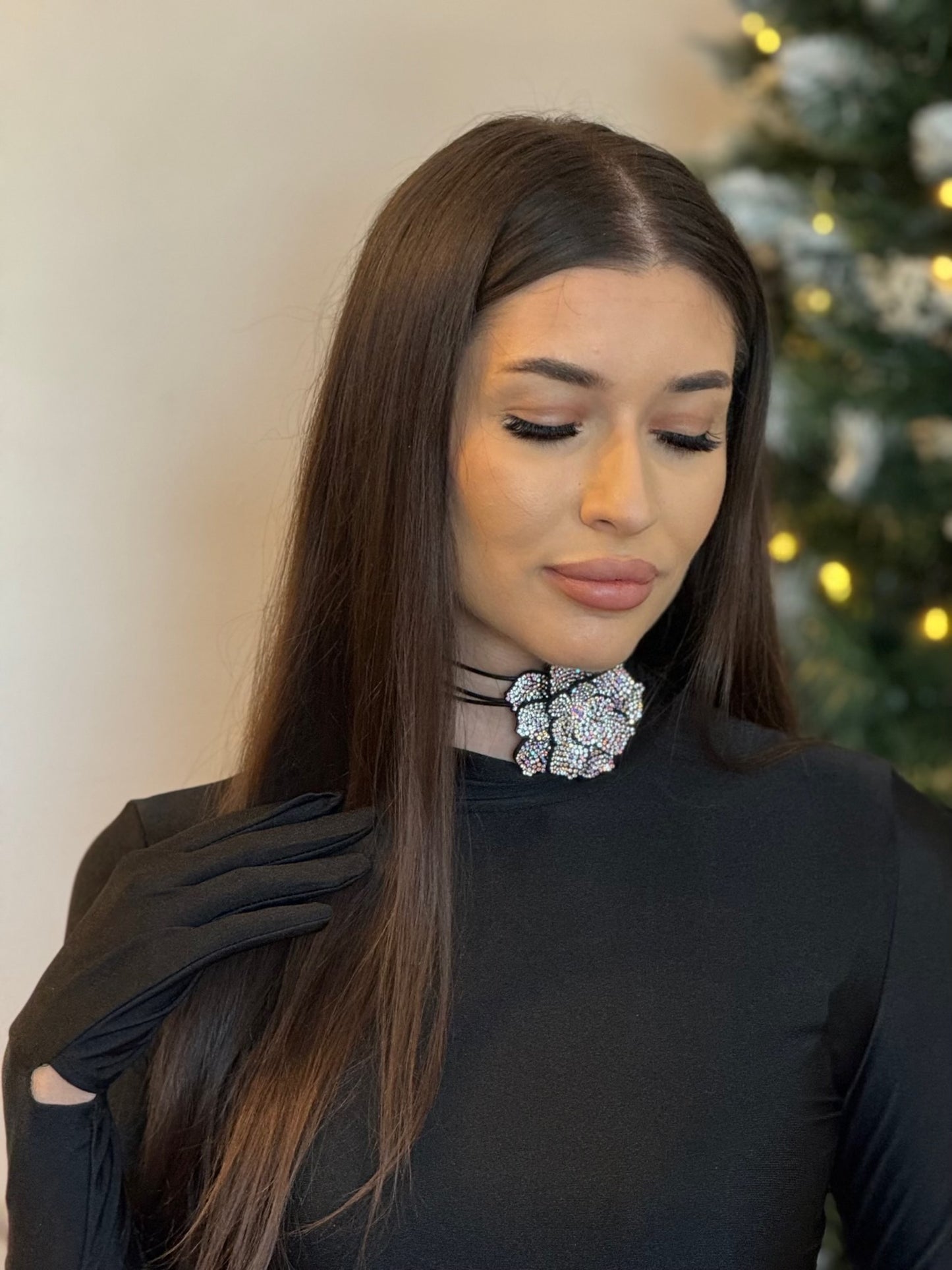CHOKET DIAMANT FLORAL