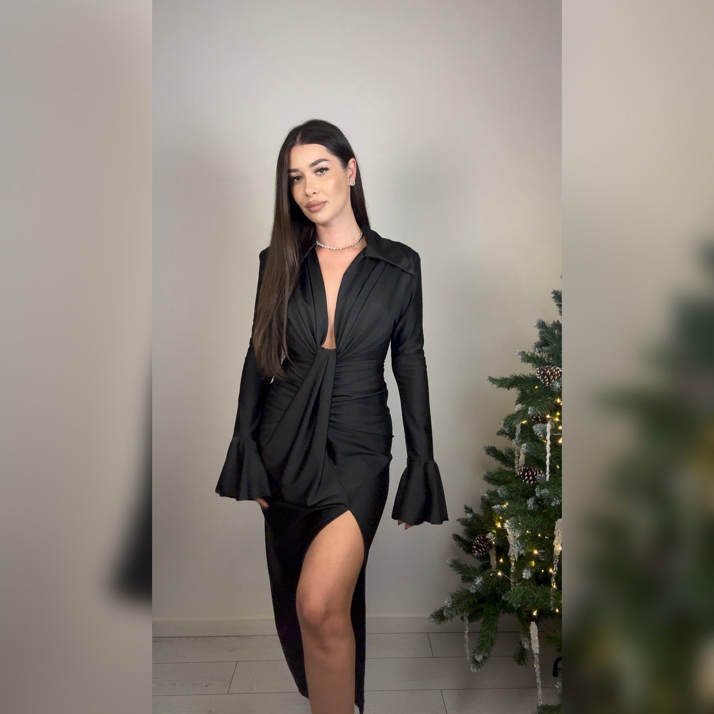 ROCHIE LUANA GLITTER BLACK 1 CU MANECA CLOPOT